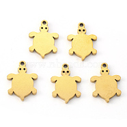 Vacuum Plating 304 Stainless Steel Charms, Laser Cut, Tortoise, Golden, 14x10.5x1mm, Hole: 1mm(STAS-N092-76G)