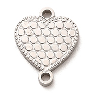 Non-Tarnish 304 Stainless Steel Love Connector Charms, Heart Links, Stainless Steel Color, 12x9.5x1mm, Hole: 1.2mm(STAS-E199-09P)