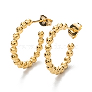 304 Stainless Steel Half Hoop Earrings, Stud Earrings, with Ear Nuts, Ring, Golden, 23x20x3mm, Pin: 0.7mm(EJEW-H100-11D-G)