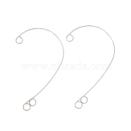 316 Stainless Steel Ear Cuff Findings, Climber Wrap Around Non Piercing Earring Findings with 3 Loop, Stainless Steel Color, 59x38x0.5mm, Hole: 4mm(X-STAS-H148-03P)