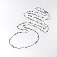 Iron Twisted Chain Necklaces, with Brass Spring Ring Clasps, Platinum, 24.1 inch(NJEW-JN01046-02)