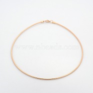 Casual Style 304 Stainless Steel Choker Necklaces, with Lobster Claw Clasps, Rose Gold, 15.8 inch(40.1cm)(X-STAS-O037-02RG)