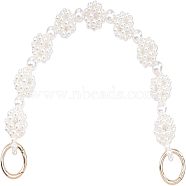 Plastic Imitation Pearl Beaded Bag Handle, with Alloy Spring Gate Rings, for Handbag Replacement Accessories, White, 35.1x2.2cm(FIND-WH0111-177)