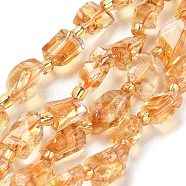 Natural Citrine Beads Strands, with Glass Seed Beads, Nuggets, 8~15x5~10x5~7mm, Hole: 1.2mm, about 25~30pcs/strand, 15.16~15.75''(38.5~40cm)(G-H074-C02-01)