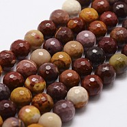 Natural Mookaite Beads Strands, Faceted, Round, 8mm, Hole: 1mm, about 44pcs/strand, 14.9 inch~15.1 inch(X-G-D840-30-8mm)