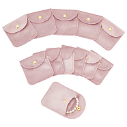 12Pcs Velvet Jewelry Storage Pouches, Square Jewelry Bags with Golden Tone Snap Fastener, for Earring, Rings Storage, Pink, 8x8x0.75cm(ABAG-NB0001-92A)