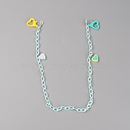 Eyeglasses Chains, Neck Strap for Eyeglasses, with Acrylic Cable Chains, Polymer Clay Heart Pendants and Rubber Loop Ends, Aquamarine, 22.24 inch(56.5cm)(AJEW-TAC0022-02A)