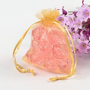 Organza Gift Bags with Drawstring, Jewelry Pouches, Wedding Party Christmas Favor Gift Bags, Goldenrod, 7x5cm(OP-E002-14)