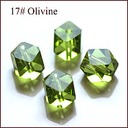 Imitation Austrian Crystal Beads, Grade AAA, Faceted, Cornerless Cube Beads, Yellow Green, 6x5.5x5.5mm, Hole: 0.7~0.9mm(SWAR-F084-6x6mm-17)