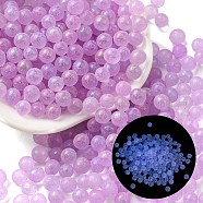 Luminous Glow in the Dark Transparent Glass Round Beads, No Hole/Undrilled, Violet, 5mm, about 2800Pcs/bag(GLAA-F124-B01)