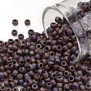 TOHO Round Seed Beads, Japanese Seed Beads, (406F) Matte-Opaque-Rainbow Oxblood, 8/0, 3mm, Hole: 1mm, about 222pcs/bottle, 10g/bottle(SEED-JPTR08-0406F)