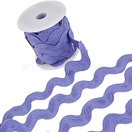 10 Yards Polyester Wavy Fringe Trim Ribbon, Wave Bending Lace Trim, for Clothes Sewing and Art Craft Decoration, Slate Blue, 1-1/2 inch(37mm)(OCOR-GF0003-27A)