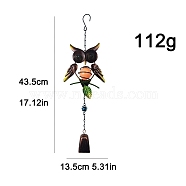 Luminous Iron Owl Pendant Decorations, Bell Tassel Wind Chime for Garden Outdoor Courtyard Balcony Hanging Decoration, Owl, 435x135mm(PW-WG8F1E4-01)