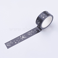 DIY Scrapbook Decorative Paper Tapes, Adhesive Tapes, Moon, Black, 15mm(DIY-F014-A01)