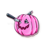 Halloween Printed Acrylic Pendants, Pumpkin Pattern, 35x42x2.3mm, Hole: 2mm(MACR-K330-10E)