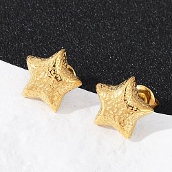 304 Stainless Steel Stud Earrings, Ion Plating(IP), Star, Real 14K Gold Plated, 12x12mm(EJEW-G423-27G)