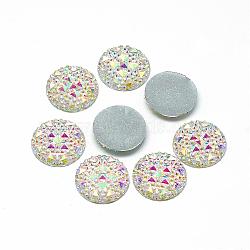 Resin Cabochons, Bottom Silver Plated, AB Color, Half Round/Dome, White, 10x2.5mm(CRES-Q192-10mm-10AB)