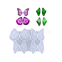 DIY Butterfly Wing Pendant Silicone Molds, Resin Casting Molds, for UV Resin & Epoxy Resin Jewelry Making, White, 166x117x7mm, Hole: 2mm, Inner Diameter: 56~57.5x28.5~45.5mm(DIY-C072-02)