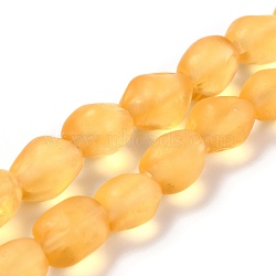 Handmade Lampwork Beads Strands, Frosted Nuggets, Gold, 10x7.5~8x8mm, Hole: 1.2mm, about 40pcs/strand, 15.35 inch(39cm)(LAMP-I022-28C)