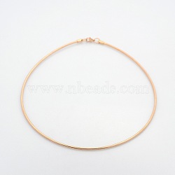 Casual Style 304 Stainless Steel Choker Necklaces, with Lobster Claw Clasps, Rose Gold, 15.8 inch(40.1cm)(X-STAS-O037-02RG)