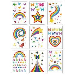 PVC Window Sticker, for Window or Stairway Home Decoration, Rectangle, Rainbow Pattern, 300x195mm(DIY-WH0435-010)