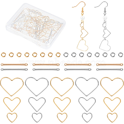80Pcs 8 Style Brass Heart Linking Rings & Bar Links Connectors, with 30Pcs Jump Rings, Mixed Color, 8~25x2~18.5x1mm, Inner Diameter: 7~17.5x6~12mm, 10Pcs/style(DIY-CN0002-09)