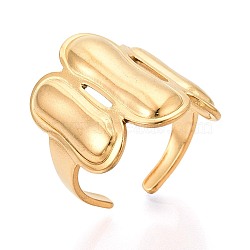 Adjustable Ion Plating(IP) 304 Stainless Steel Cuff Rings for Women, Bar, Real 18K Gold Plated, 23.5mm, US Size 7 1/4(17.5mm)(RJEW-N052-10G)
