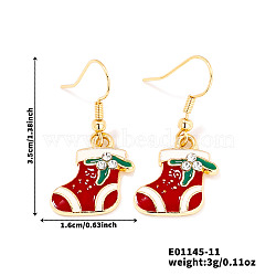 Christmas Theme Brass Christmas Stocking Dangle Earrings, Golden, 35x16mm(IP2522-11)