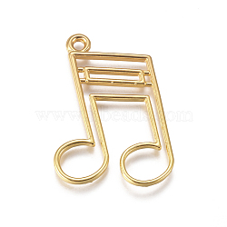 Zinc Alloy Open Back Bezel Pendants, For DIY UV Resin, Epoxy Resin, Pressed Flower Jewelry, Musical Note, Golden, 36.5x24x1.7mm, Hole: 2.3mm(PALLOY-G274-03G)