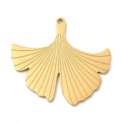 Ion Plating(IP) 304 Stainless Steel Pendants, Ginkgo Leaf Charm, Golden, 22x24x1mm, Hole: 1.2mm(STAS-D018-03G)