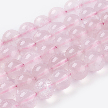 Natural Rose Quartz Beads Strands, Round, 12mm, Hole: 1~2mm, about 16pcs/strand, 8 inch