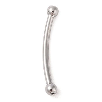 Non-Tarnish 304 Stainless Steel Curved Tube Beads, Stainless Steel Color, 31x4x4mm, Hole: 1.2mm