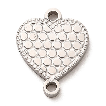 304 Stainless Steel Love Connector Charms, Heart Links, Stainless Steel Color, 12x9.5x1mm, Hole: 1.2mm