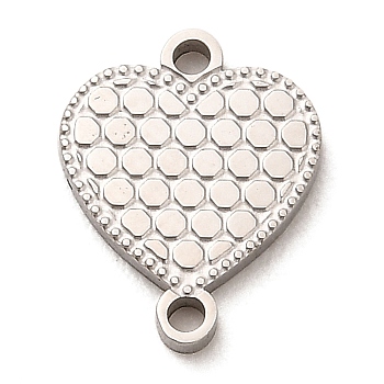 Non-Tarnish 304 Stainless Steel Love Connector Charms, Heart Links, Stainless Steel Color, 12x9.5x1mm, Hole: 1.2mm