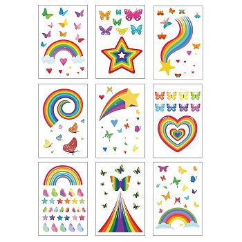PVC Window Sticker, for Window or Stairway Home Decoration, Rectangle, Rainbow Pattern, 300x195mm