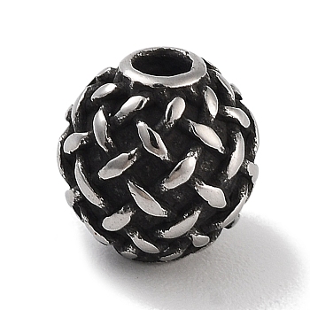 304 Stainless Steel Beads, Round, Antique Silver, 7.5mm, Hole: 2mm