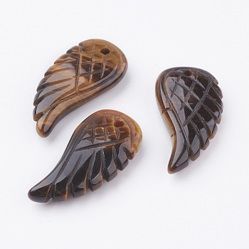 Natural Tiger Eye Pendants, Wing, 24.5x12x5mm, Hole: 1mm