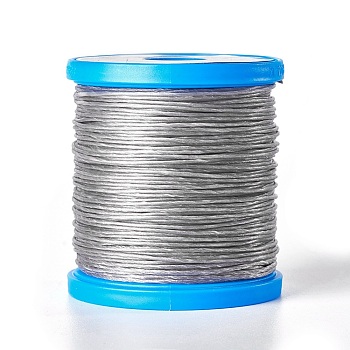 Round Waxed Cords, Micro Macrame Cord, Polyester Leather Sewing Thread, for Bracelets Making, Beading, Crafting, Bookbinding , Silver, 1mm, about 87.48 yards(80m)/roll