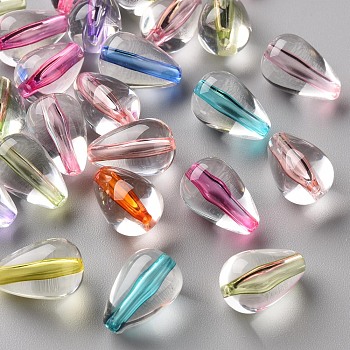 Transparent Acrylic Beads, Teardrop, Mixed Color, 14.5x9.5mm, Hole: 1.6mm, about 600pcs/500g