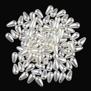 ABS Plastic Imitation Pearl Charms, Teardrop, Seashell Color, 13x7x7mm, Hole: 1.2mm, 1666pcs/500g