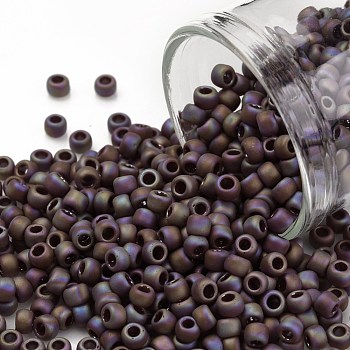 TOHO Round Seed Beads, Japanese Seed Beads, (406F) Matte-Opaque-Rainbow Oxblood, 8/0, 3mm, Hole: 1mm, about 222pcs/bottle, 10g/bottle