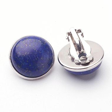 Natural Lapis Lazuli Brass Clip-on Earrings(EJEW-A051-A008)-2