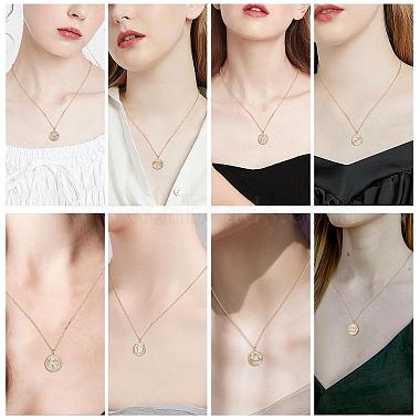 925 Sterling Silver 12 Constellation Necklace Gold Horoscope Zodiac Sign Necklace Round Astrology Pendant Necklace with Zircons Birthday Jewelry Gift for Women Men(JN1089G)-7