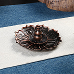 Alloy Incense Burners, Lotus & Gourd Incense Holders, Home Office Teahouse Zen Buddhist Supplies, Red Copper, 87x30mm(PW23041881358)