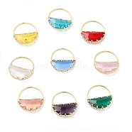 K9 Glass Pendants, Faceted, Basket Charms, with Light Gold Tone Brass Edge, Mixed Color, 23.5x23x4mm, Hole: 10.5x19.5mm(KK-E071-32KCG)