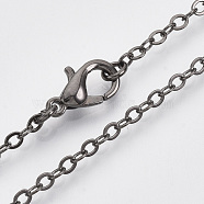 Brass Cable Chains Necklace Making, with Alloy Lobster Claw Clasps, Gunmetal, 23.6 inch~24.37 inch(60cm~61.9cm)(MAK-N029-01B)