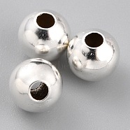 Brass Spacer Beads, Long-Lasting Plated, Round, 925 Sterling Silver Plated, 6x5.5mm, Hole: 1.6mm(KK-O133-010E-S)