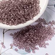 MIYUKI Round Rocailles Beads, Japanese Seed Beads, (RR142L) Transparent Light Amethyst, 8/0, 3mm, Hole: 1mm, about 422~455pcs/10g(X-SEED-G008-RR0142L)