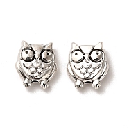 Tibetan Style Alloy Beads, Cadmium Free & Lead Free, Owl, Antique Silver, 11x9.5x4mm, Hole: 1.6mm, about 980pcs/1000g(FIND-C043-081AS)