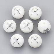 Electroplate Glass Beads, Round with Constellations Pattern, Platinum Plated, Aquarius, 10mm, Hole: 1.2mm(EGLA-S178-11L-01)